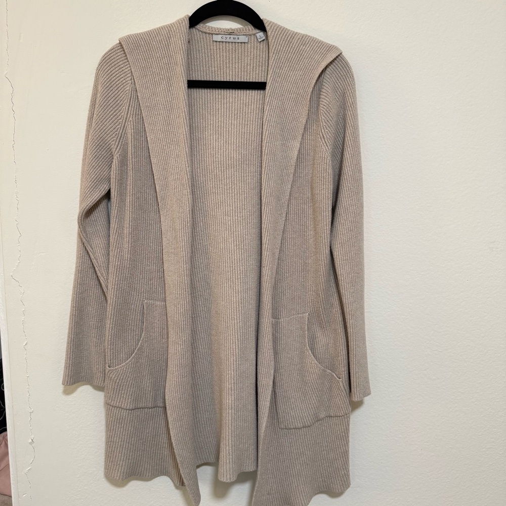 Cyrus Taupe Hooded Cardigan